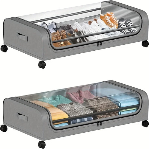 Caja de Almacenamiento Bajo la Cama con Ruedas y Tapa